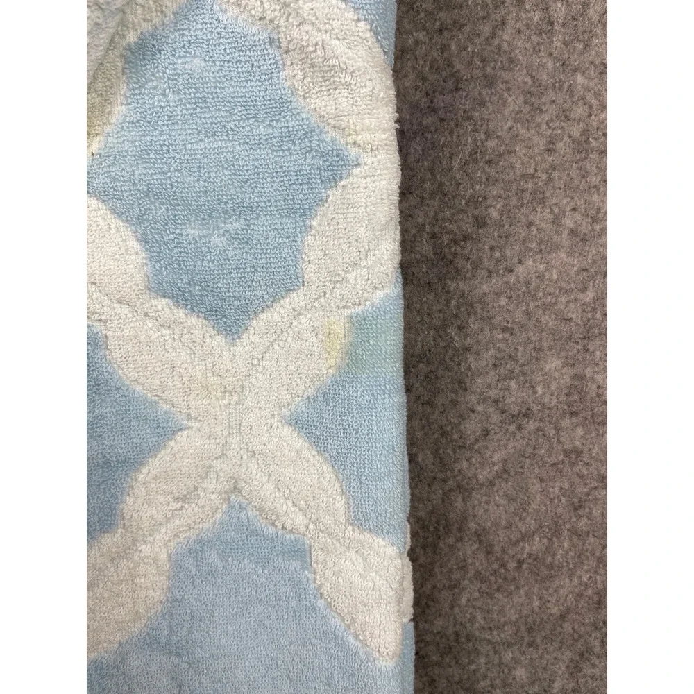 Vintage Martex Blue White Trellis Towel Set 3pc MCM Cotton Made in USA 6638